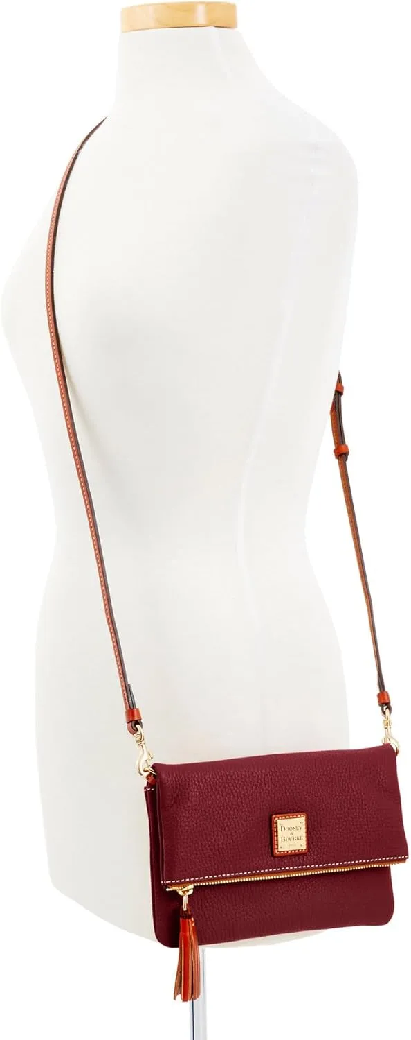 Dooney & Bourke Women's Foldover Zip Crossbody in Pebble Grain Leather, Small Sized Handbag with Adjustable Shoulder Strap