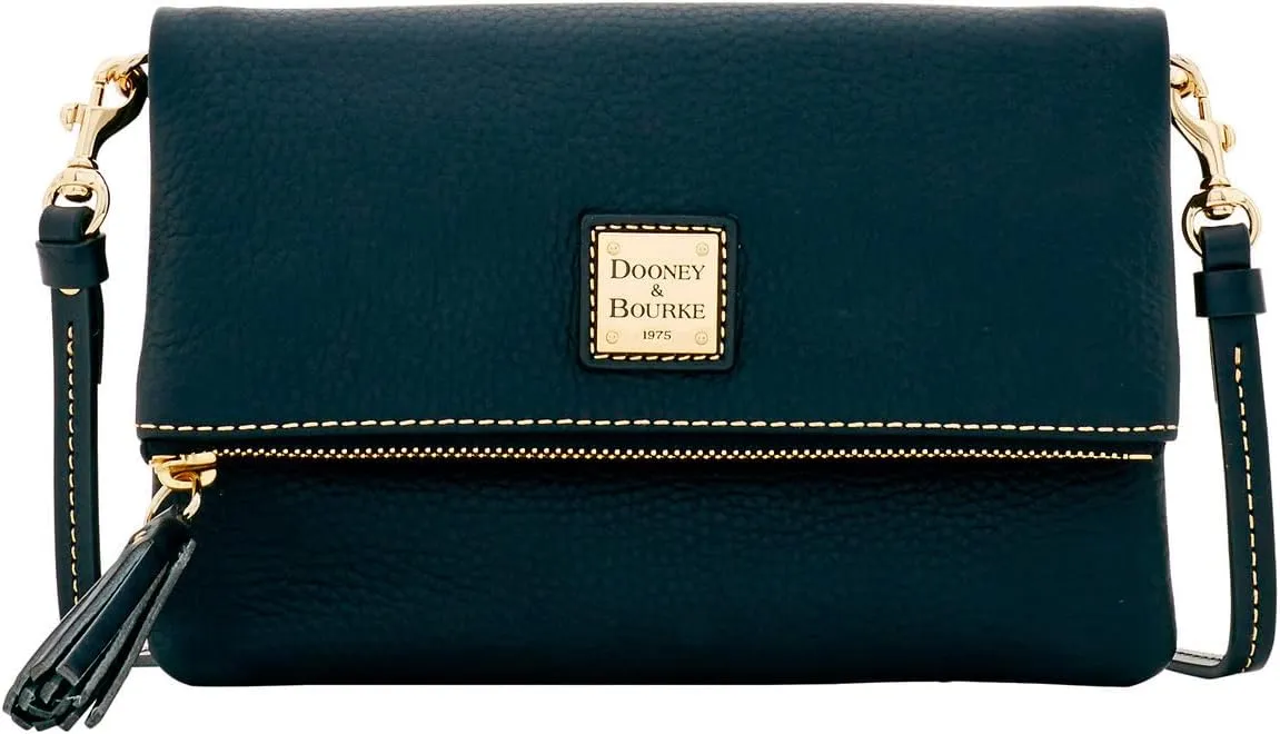 Dooney & Bourke Women's Foldover Zip Crossbody in Pebble Grain Leather, Small Sized Handbag with Adjustable Shoulder Strap