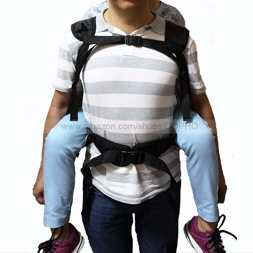 Double Layer Patient Lift Sling Carrier One-Person Transferring Belt for Carrying Up and Down Stairs to Bed,Wheelchair,Chair,Car,Vehicle for Elderly,Handicapped,Disabled,Bedridden (Black, Small)