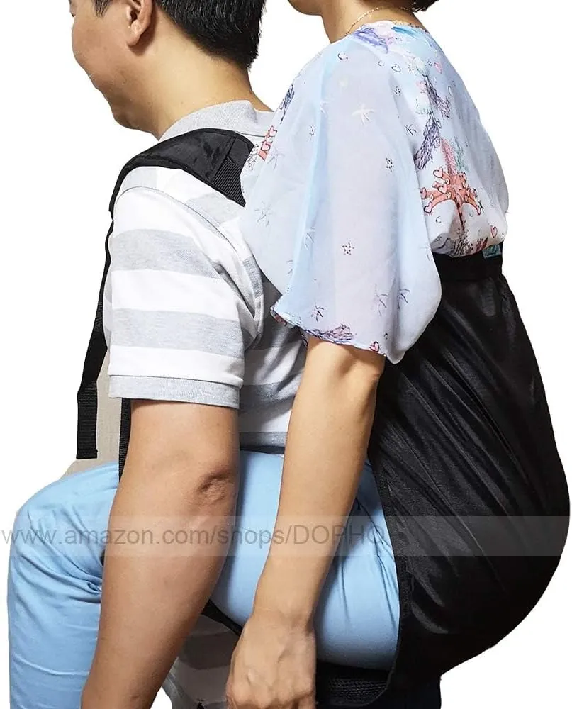 Double Layer Patient Lift Sling Carrier One-Person Transferring Belt for Carrying Up and Down Stairs to Bed,Wheelchair,Chair,Car,Vehicle for Elderly,Handicapped,Disabled,Bedridden (Black, Small)
