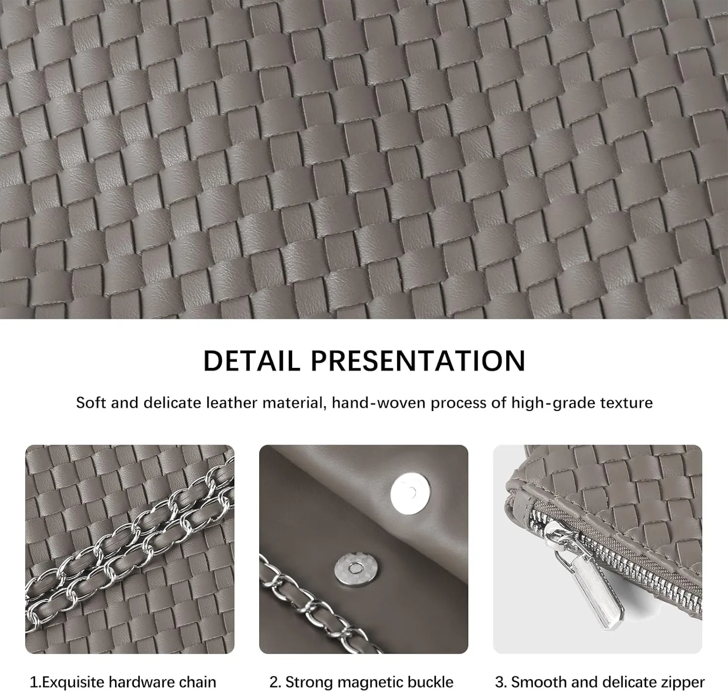 Drawstring Bag for Women Leather Tote Large Capacity Travel Handbag and Purse Foldable Handmade Woven Shoulder Bag