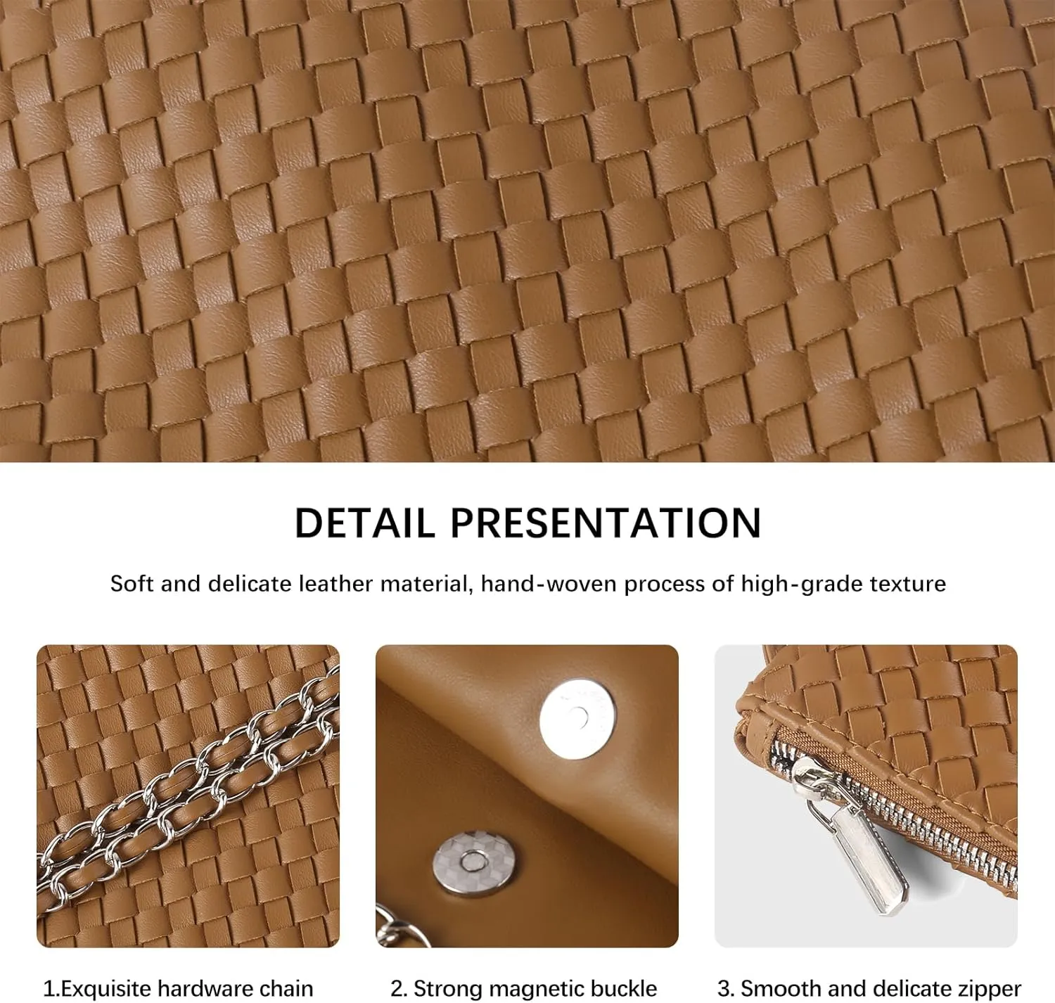 Drawstring Bag for Women Leather Tote Large Capacity Travel Handbag and Purse Foldable Handmade Woven Shoulder Bag