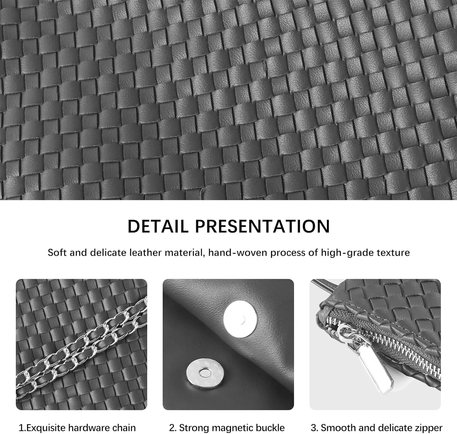 Drawstring Bag for Women Leather Tote Large Capacity Travel Handbag and Purse Foldable Handmade Woven Shoulder Bag
