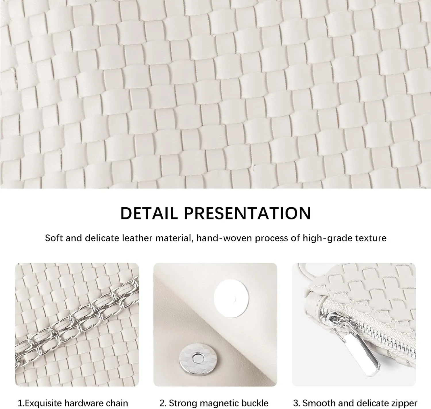 Drawstring Bag for Women Leather Tote Large Capacity Travel Handbag and Purse Foldable Handmade Woven Shoulder Bag