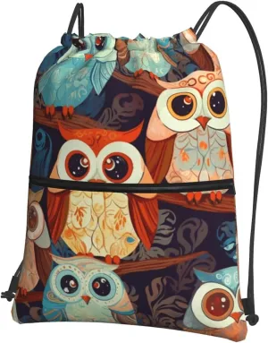 Drawstring Bag Gym Sack Drawstring Backpack Sport Gym Sack Cinch Bag Anime Owl Sport Bags for Travel, Anime Owl, One Size