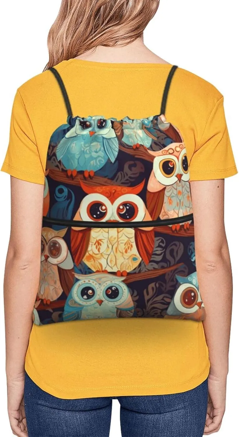 Drawstring Bag Gym Sack Drawstring Backpack Sport Gym Sack Cinch Bag Anime Owl Sport Bags for Travel, Anime Owl, One Size