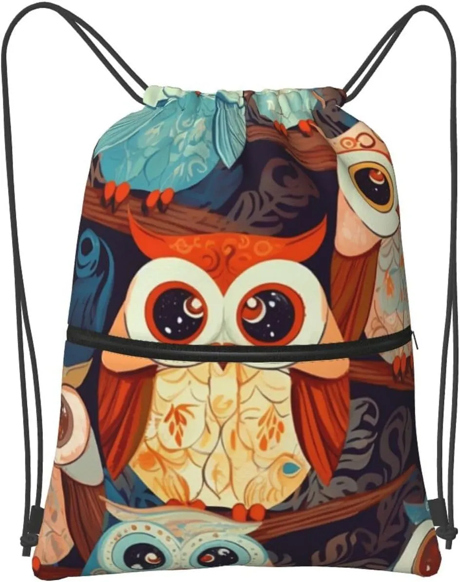 Drawstring Bag Gym Sack Drawstring Backpack Sport Gym Sack Cinch Bag Anime Owl Sport Bags for Travel, Anime Owl, One Size
