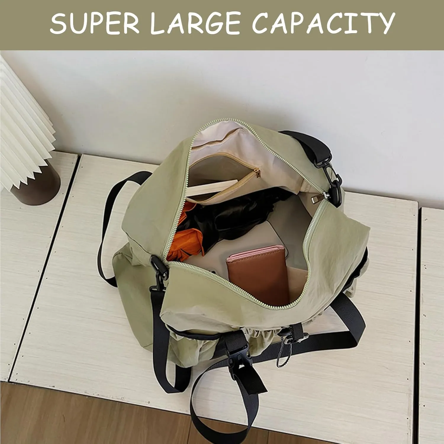 Drawstring Bucket Bag Nylon Crossbody Tote Bag Handbags for Women