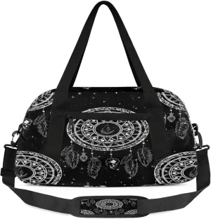 Dream Catcher Pattern Kids Duffel Bag Lightweight Waterproof Sports Gym Bag with Front Zipper Pocket Foldable Weekender Overnight Bag for School Practice Gymnastic Ballet