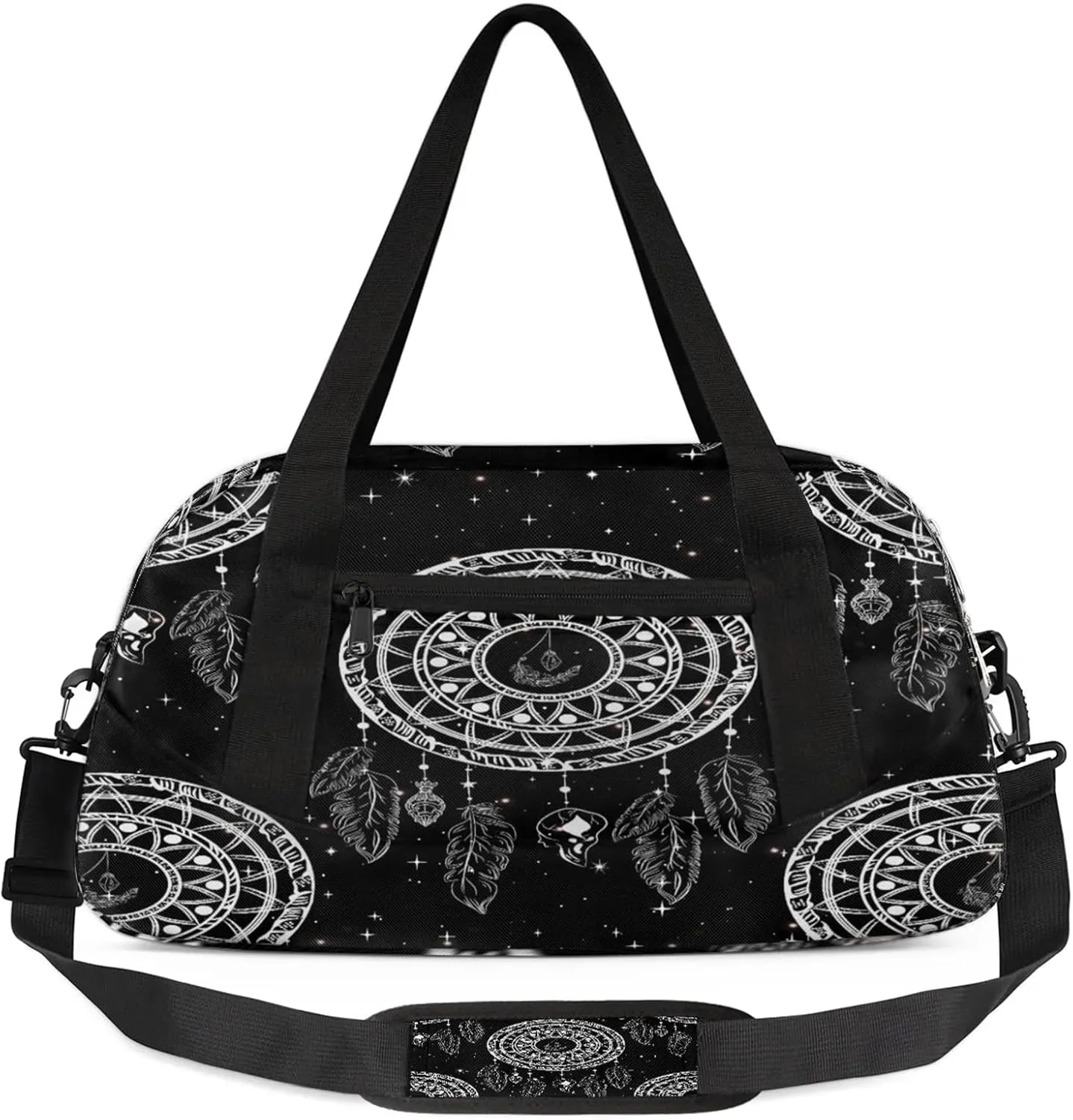 Dream Catcher Pattern Kids Duffel Bag Lightweight Waterproof Sports Gym Bag with Front Zipper Pocket Foldable Weekender Overnight Bag for School Practice Gymnastic Ballet
