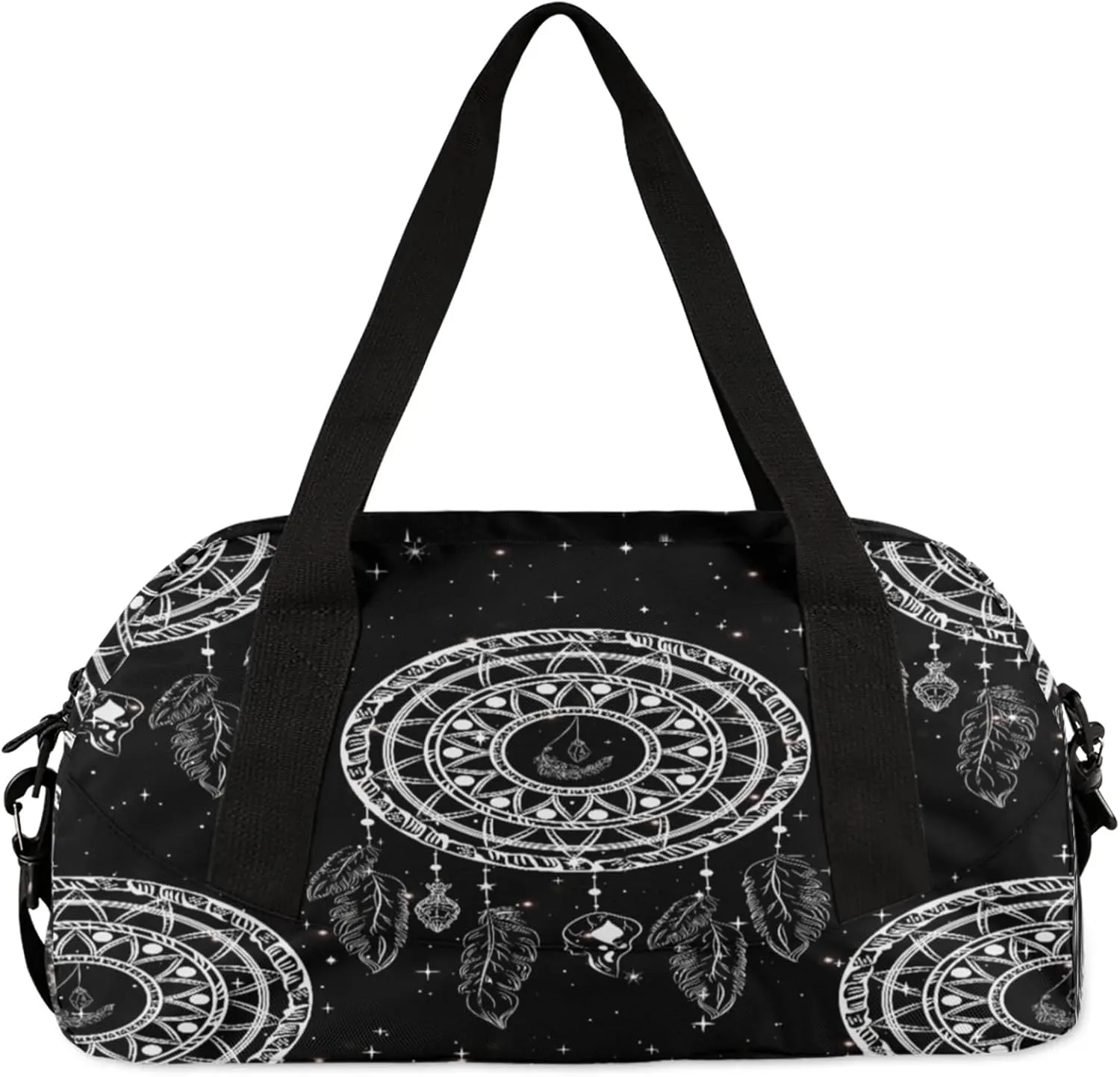 Dream Catcher Pattern Kids Duffel Bag Lightweight Waterproof Sports Gym Bag with Front Zipper Pocket Foldable Weekender Overnight Bag for School Practice Gymnastic Ballet