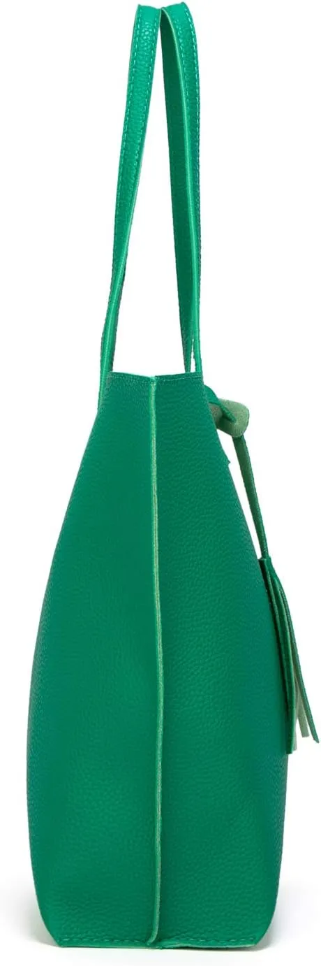 Dreubea Women's Soft Faux Leather Tote Shoulder Bag from, Big Capacity Tassel Handbag
