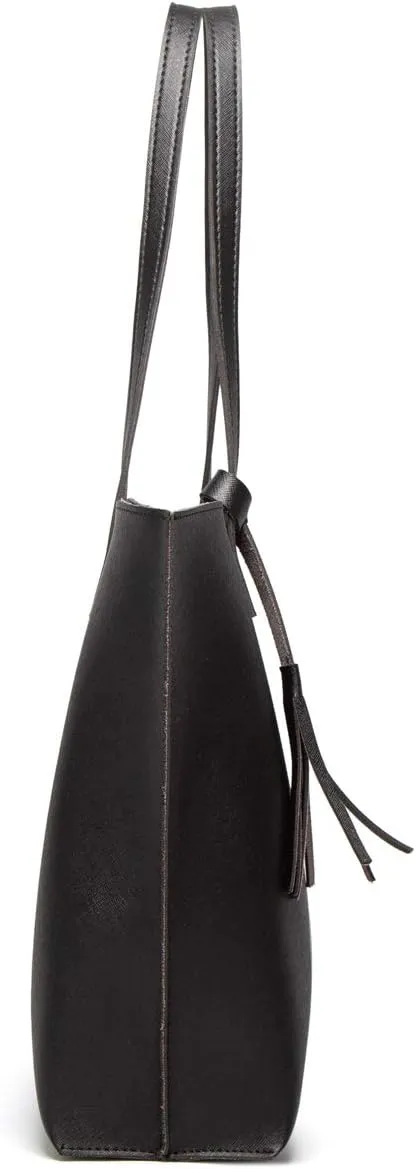 Dreubea Women's Soft Faux Leather Tote Shoulder Bag from, Big Capacity Tassel Handbag