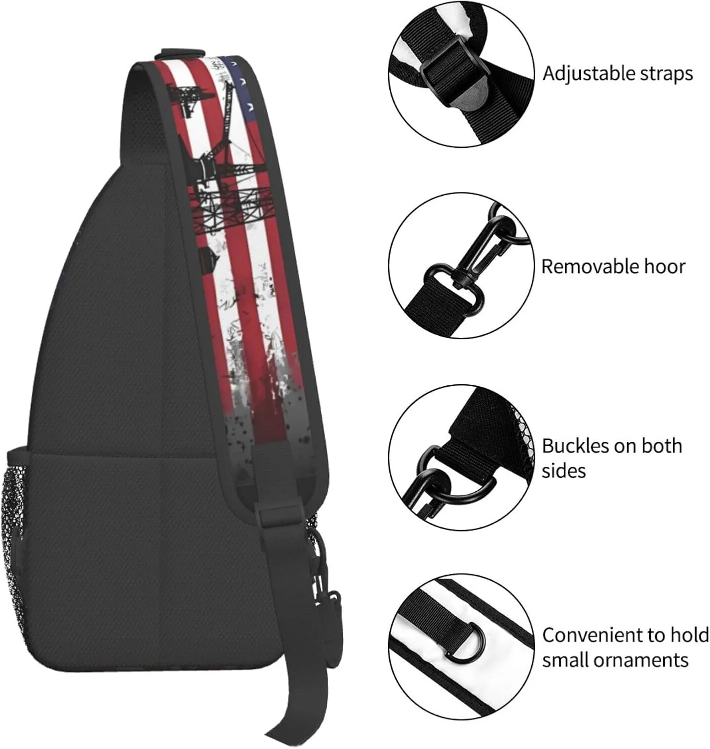 Drill Baby Drill American Small Crossbody Backpack Sling Bag For Men Women Mini One Shoulder Chest Bags Gym Sport Travel Hiking Daypack