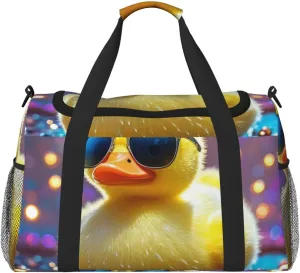Ducky With Sunglasses Travel Duffel Bag Lightweight Waterproof Carry On Tote Bag Foldable Weekender Overnight Bags Sport Gym Bag For Women Men