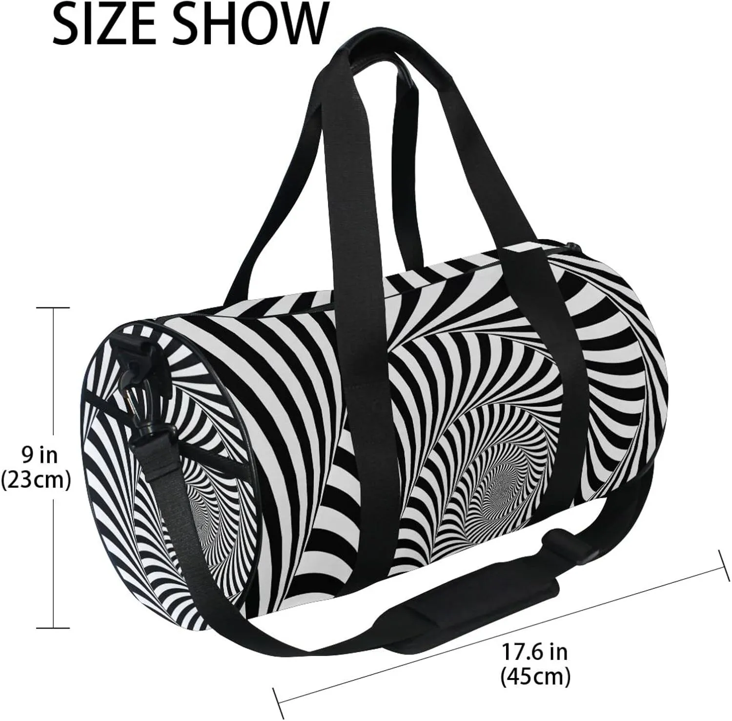 Duffel Bags Zebra Print Spiral Gym Bag Round Sports Bag Canvas Travel Luggage Overnight Bags for Men Women
