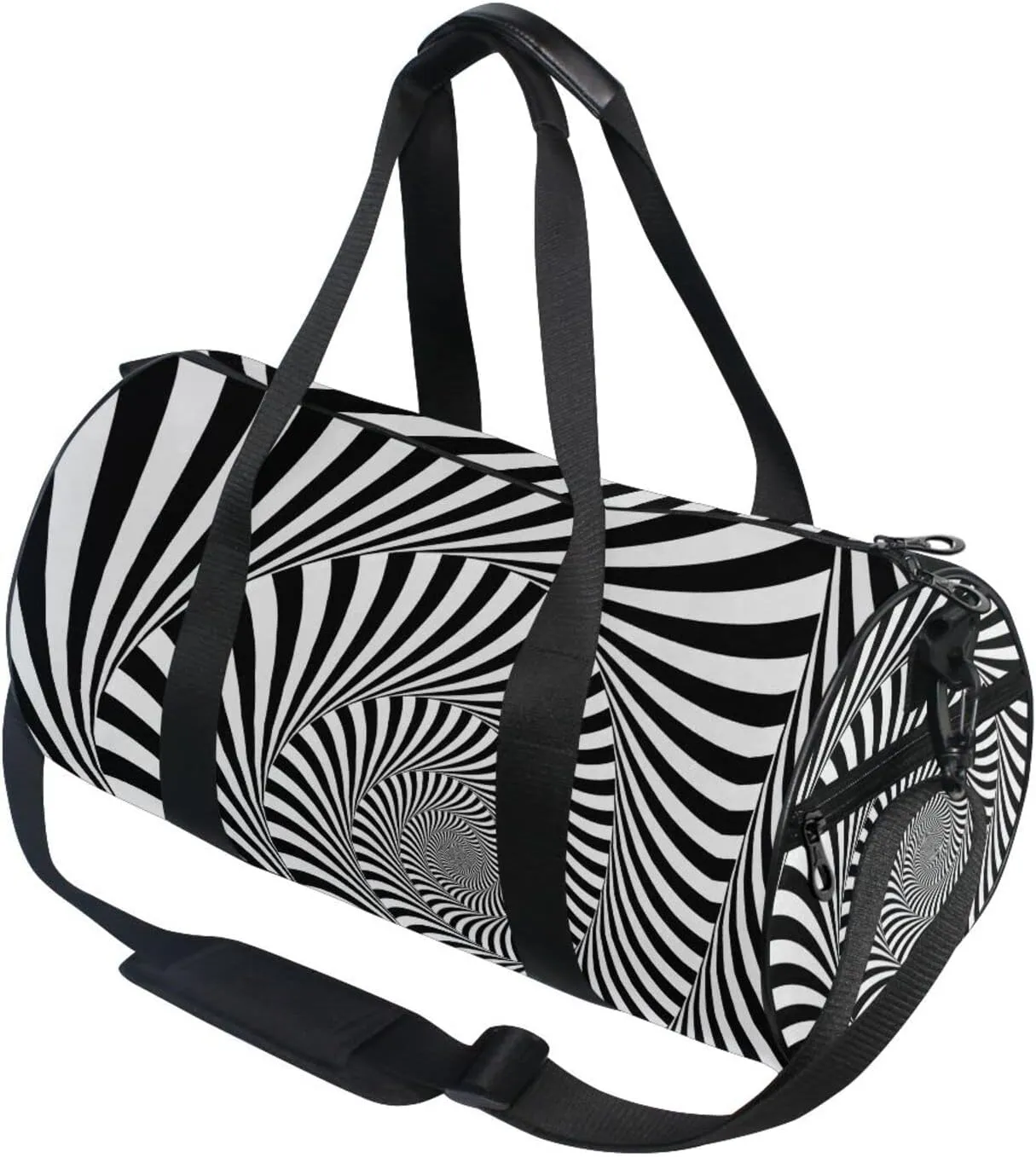 Duffel Bags Zebra Print Spiral Gym Bag Round Sports Bag Canvas Travel Luggage Overnight Bags for Men Women