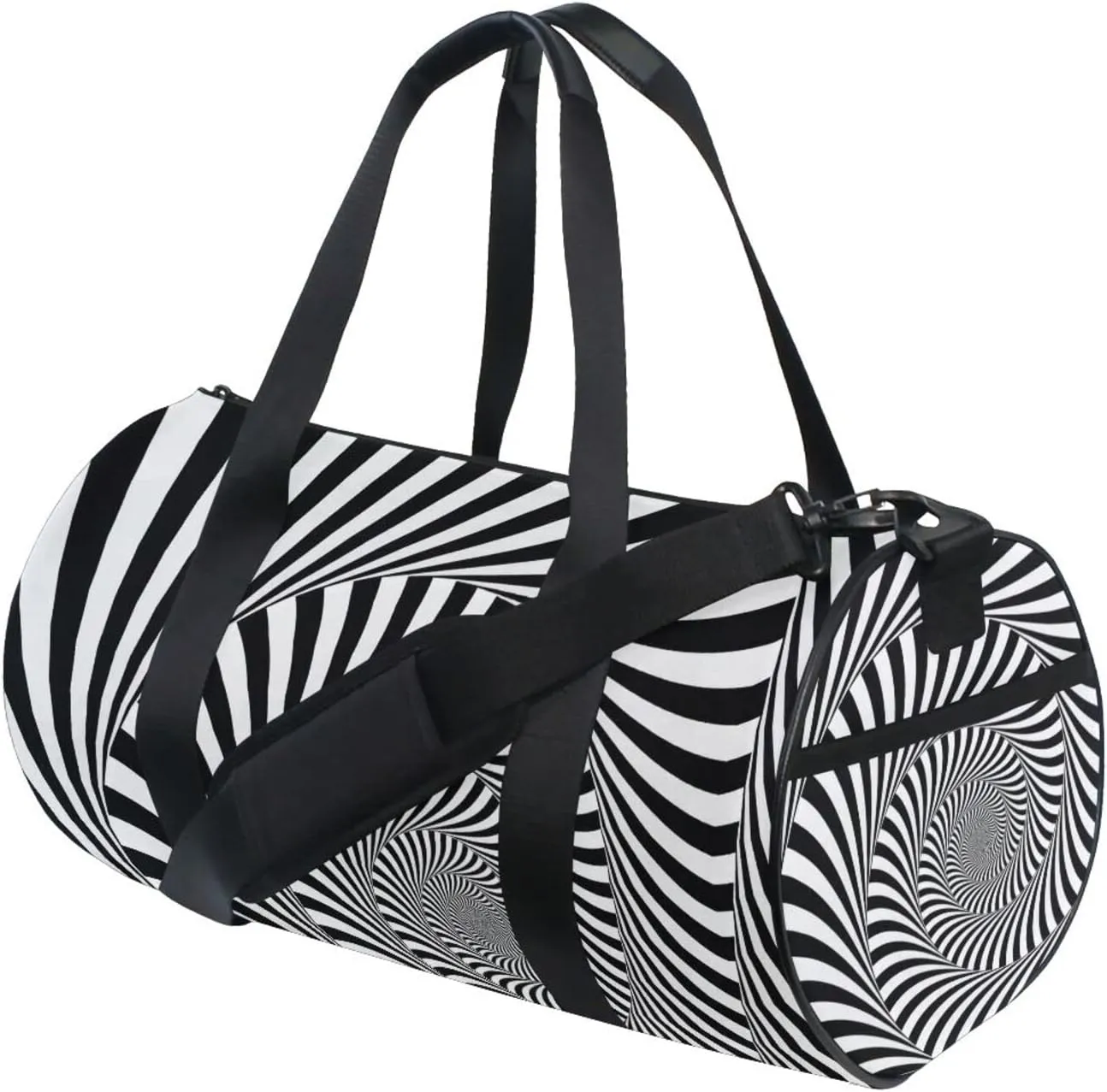 Duffel Bags Zebra Print Spiral Gym Bag Round Sports Bag Canvas Travel Luggage Overnight Bags for Men Women