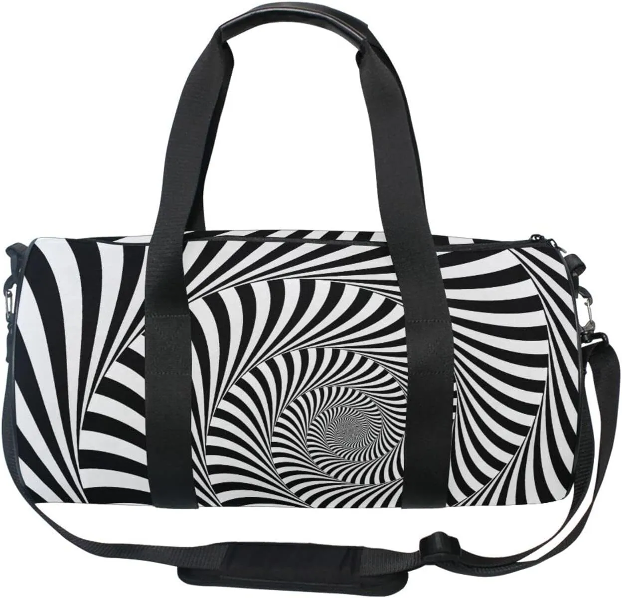 Duffel Bags Zebra Print Spiral Gym Bag Round Sports Bag Canvas Travel Luggage Overnight Bags for Men Women