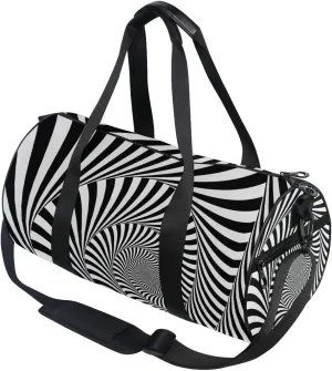 Duffel Bags Zebra Print Spiral Gym Bag Round Sports Bag Canvas Travel Luggage Overnight Bags for Men Women