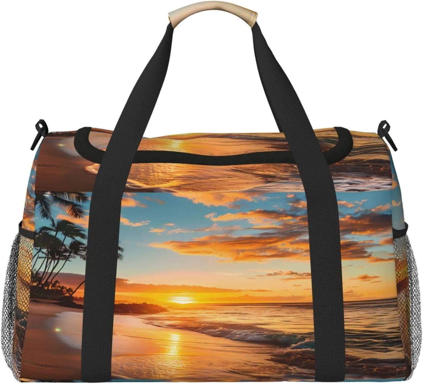 Duffle Bag Hawaiian Beach Sunset Tropical Coconut Tree Travel Duffel Bags for Men Women with Adjustable Strap Carry on Gym Bag Overnight Weekender Bag