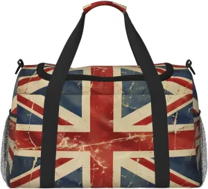 Duffle Bag Retro UK British England Flag Travel Duffel Bags for Men Women with Adjustable Strap Carry on Gym Bag Overnight Weekender Bag