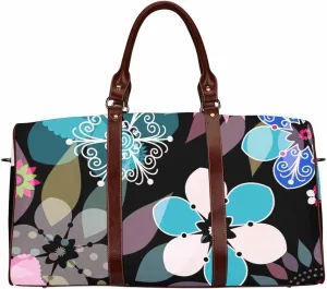 Duffle Bag Women Dark Floral Pattern With Colorful Flower Translucent Butterflies Personal Item Travel Bag With Compartment, Overnight Travel Duffel Bag With Toiletry Bag(Type-7,18.62"x 8.5"x 9.65")
