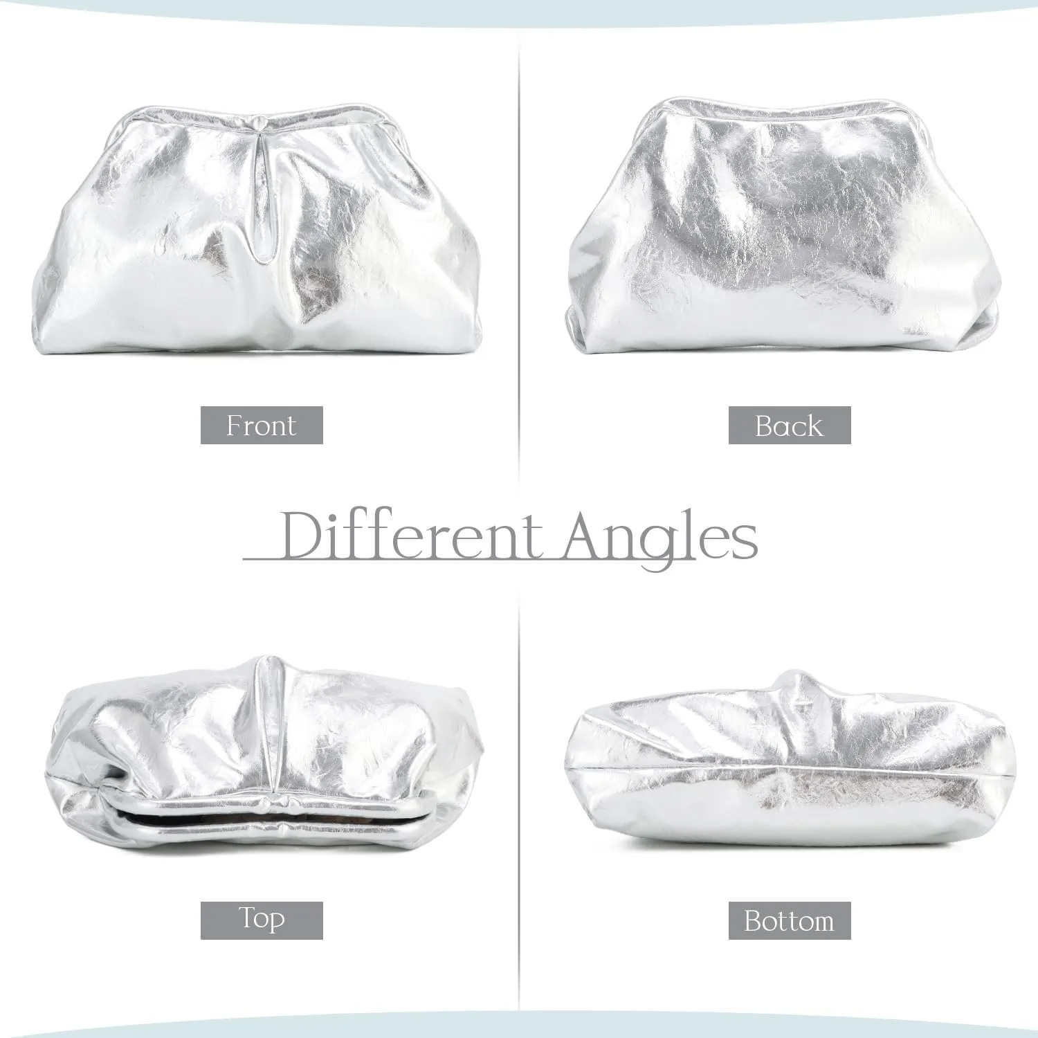 Dumpling Clutch Purse for Women Ruched Purse Bag Chic Soft Pleated Evening Handbag for Formal Wedding Party