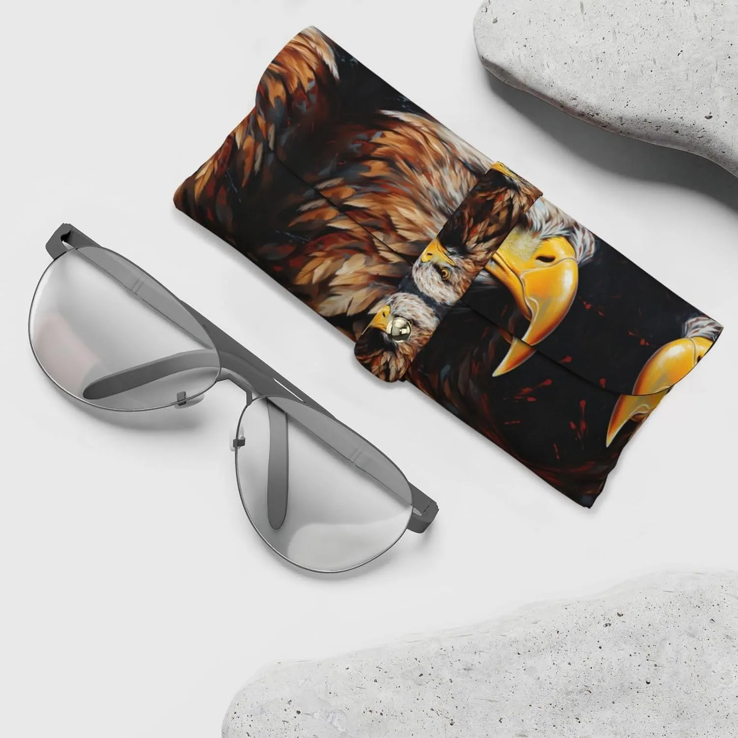 Eagle Sunglasses Holder Soft Slim Travel Eyeglass Case For Men And Women