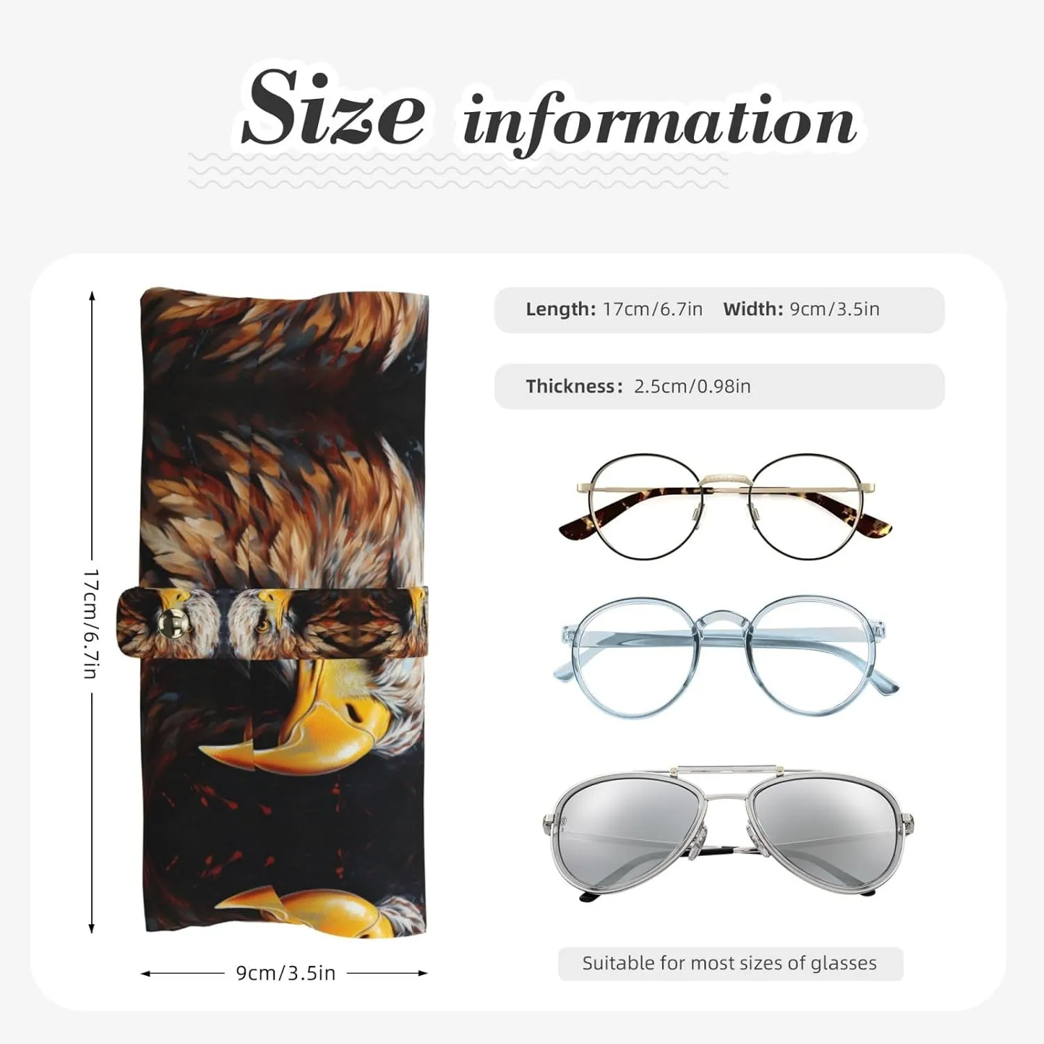 Eagle Sunglasses Holder Soft Slim Travel Eyeglass Case For Men And Women