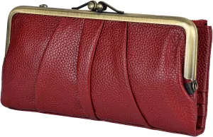 EASTNIGHTS Soft Leather Wallets for Women Compact Bifold RFID Clutch Wallet Ladies Coin Purse with Zipper and Kiss Lock