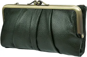 EASTNIGHTS Soft Leather Wallets for Women Compact Bifold RFID Clutch Wallet Ladies Coin Purse with Zipper and Kiss Lock