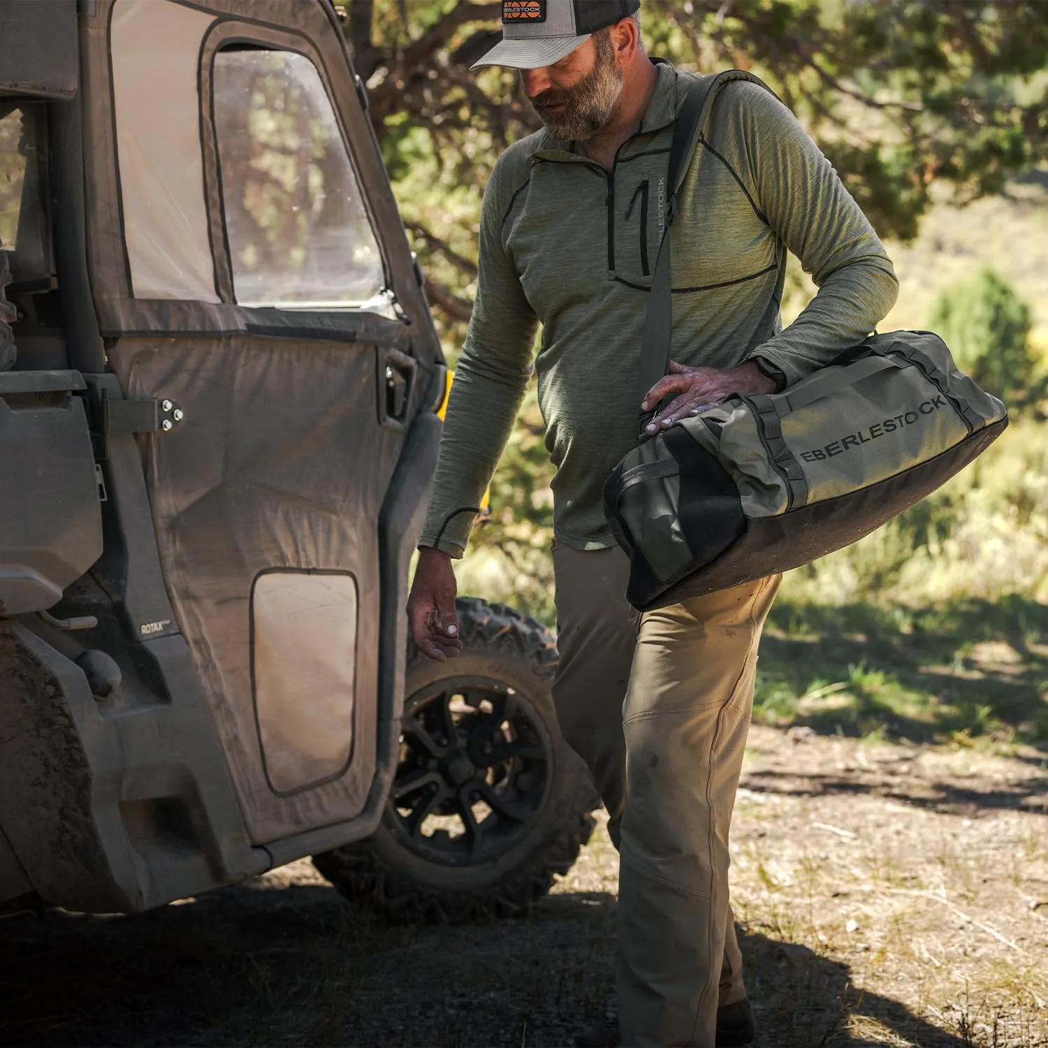 Eberlestock Hyllus Duffel Bag for Men - Durable, Water-Resistant, Small Men's Duffle Bag with Zipper Pockets, Ideal for Travel & Gym, Tactical Gear Bag, Hunting, Fishing, Camping - Dry Earth, 65L