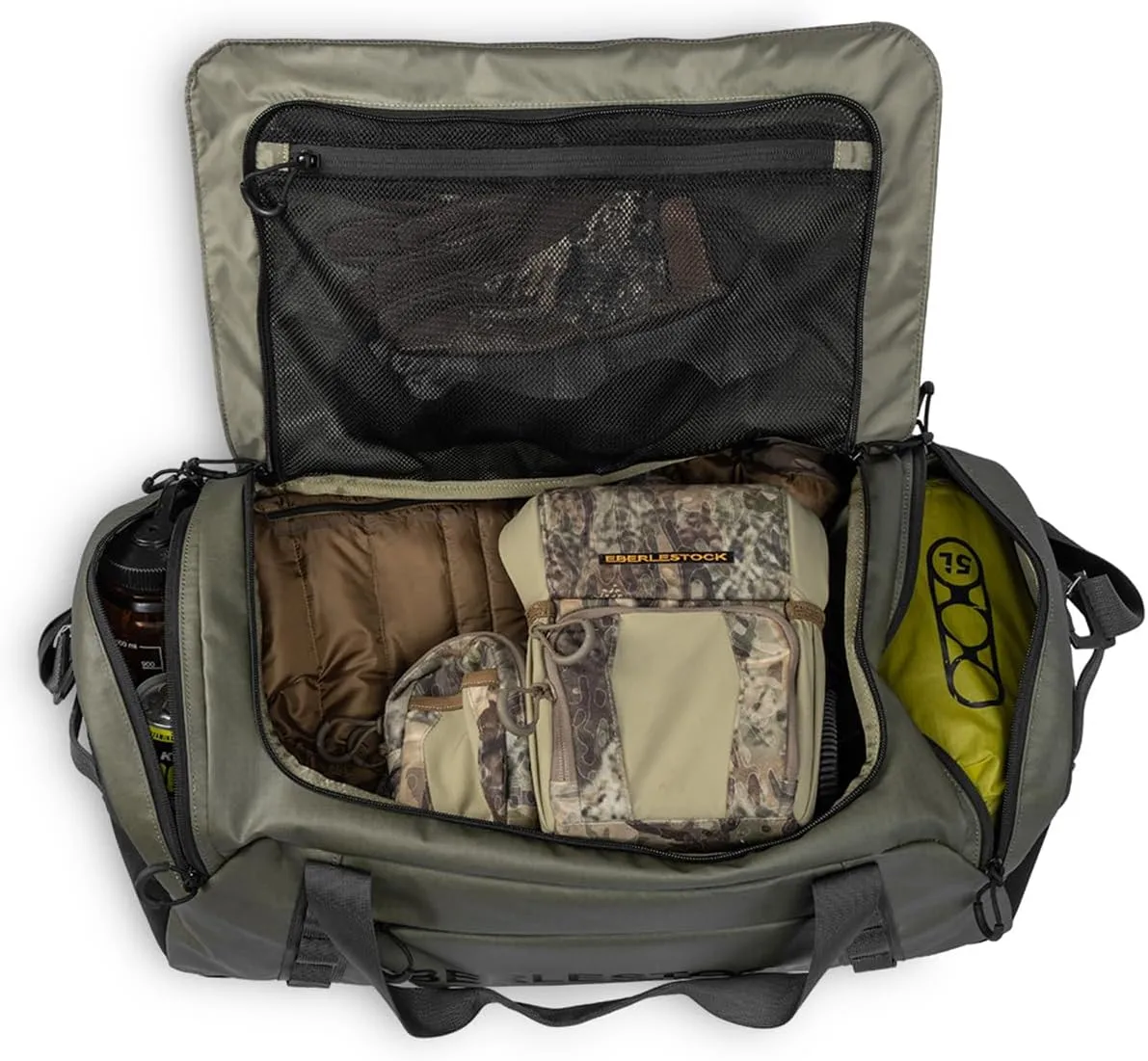 Eberlestock Hyllus Duffel Bag for Men - Durable, Water-Resistant, Small Men's Duffle Bag with Zipper Pockets, Ideal for Travel & Gym, Tactical Gear Bag, Hunting, Fishing, Camping - Dry Earth, 65L