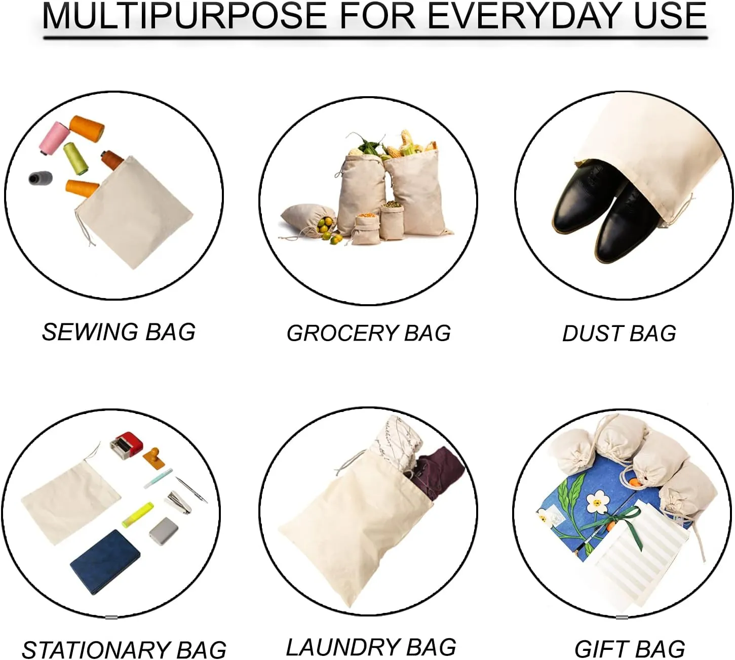 Eco Green Textiles (16 x 20 inches) – Natural Cotton Reusable Produce Muslin Bags – Multipurpose Drawstring Storage Pouch for Everyday Use (Pack of 25)