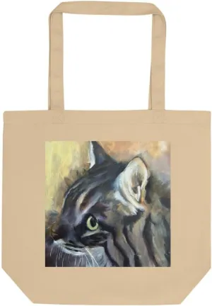 Eco Tote Bag – “Cat” Design – Limited Edition from Original Oil Painting – Artistic Reusable Bag for Cat Lovers