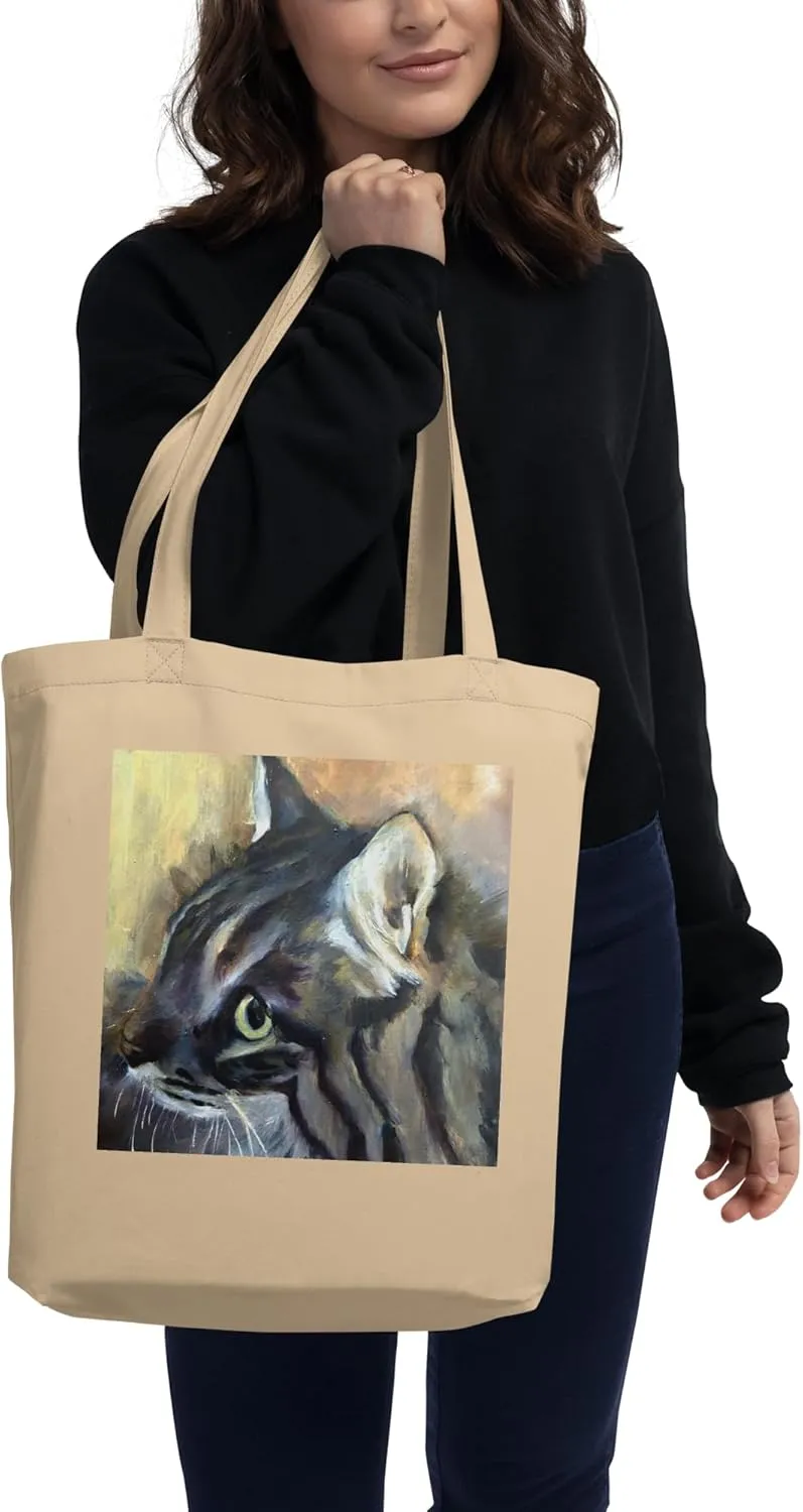 Eco Tote Bag – “Cat” Design – Limited Edition from Original Oil Painting – Artistic Reusable Bag for Cat Lovers