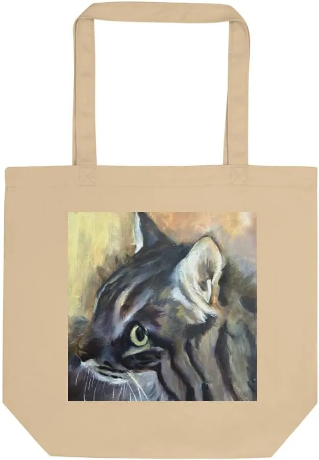 Eco Tote Bag – “Cat” Design – Limited Edition from Original Oil Painting – Artistic Reusable Bag for Cat Lovers