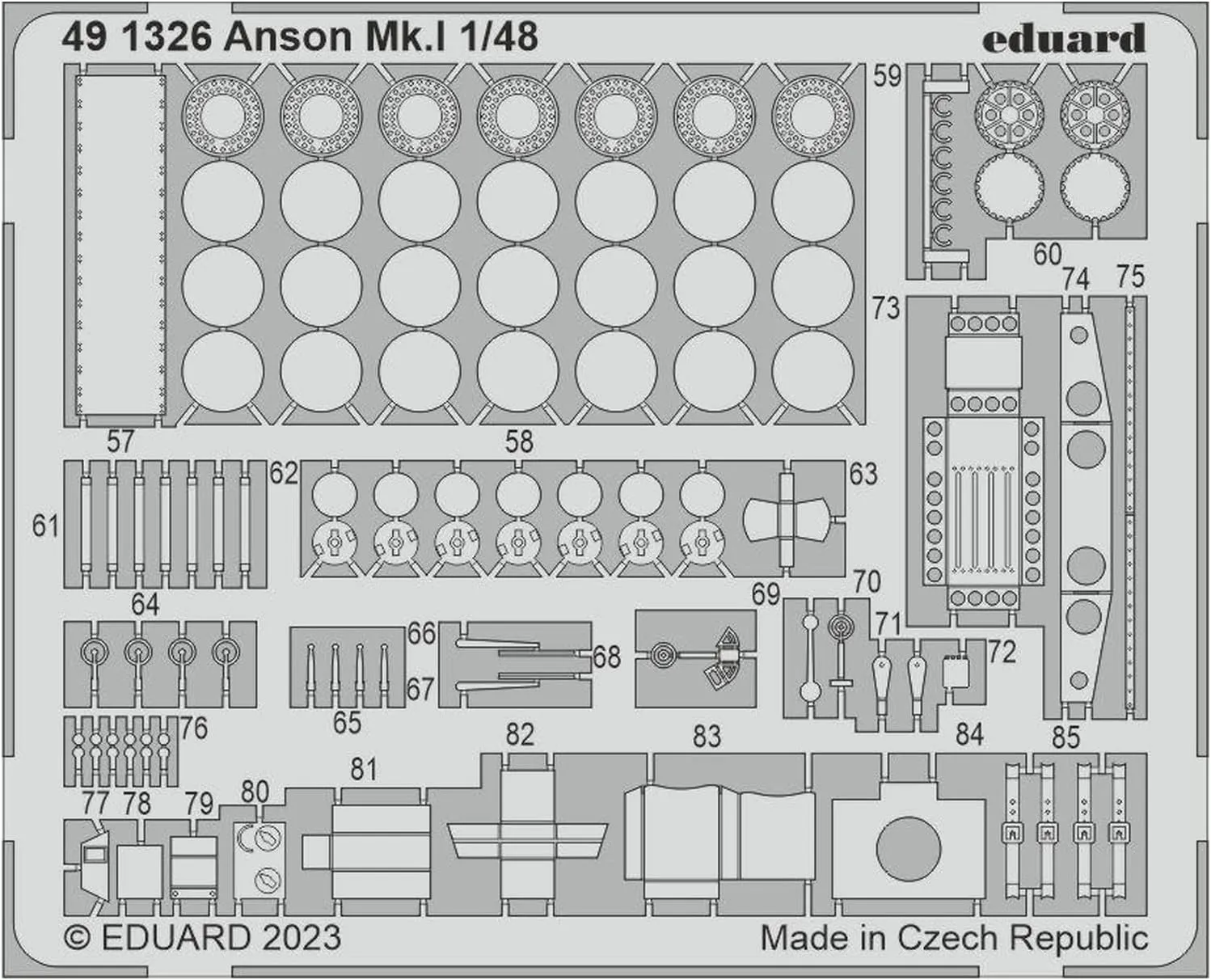 Eduard EDU491326 1/48 Abro Anson Mk.1 Etched Parts (for Airfix) Plastic Model Parts