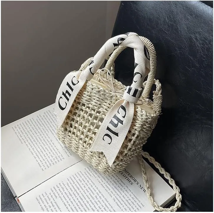 Eiyye Straw Purse Top Tote Shoulder Bag Girl Coin Purse Crossbody Vacation Drawstring Opening