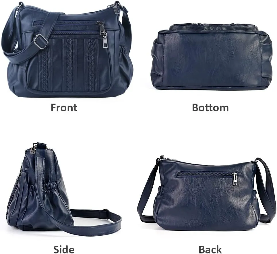 ELDA Purses for Women Pocketbooks Soft PU Leather Ladies Crossbody Purse Multi Pocket Shoulder Bag