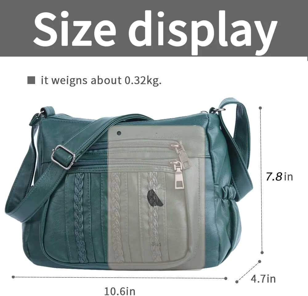 ELDA Purses for Women Pocketbooks Soft PU Leather Ladies Crossbody Purse Multi Pocket Shoulder Bag