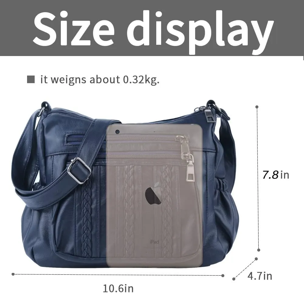 ELDA Purses for Women Pocketbooks Soft PU Leather Ladies Crossbody Purse Multi Pocket Shoulder Bag