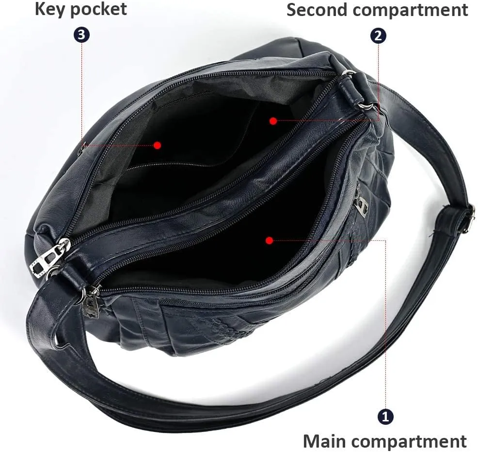 ELDA Purses for Women Pocketbooks Soft PU Leather Ladies Crossbody Purse Multi Pocket Shoulder Bag
