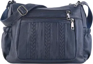 ELDA Purses for Women Pocketbooks Soft PU Leather Ladies Crossbody Purse Multi Pocket Shoulder Bag