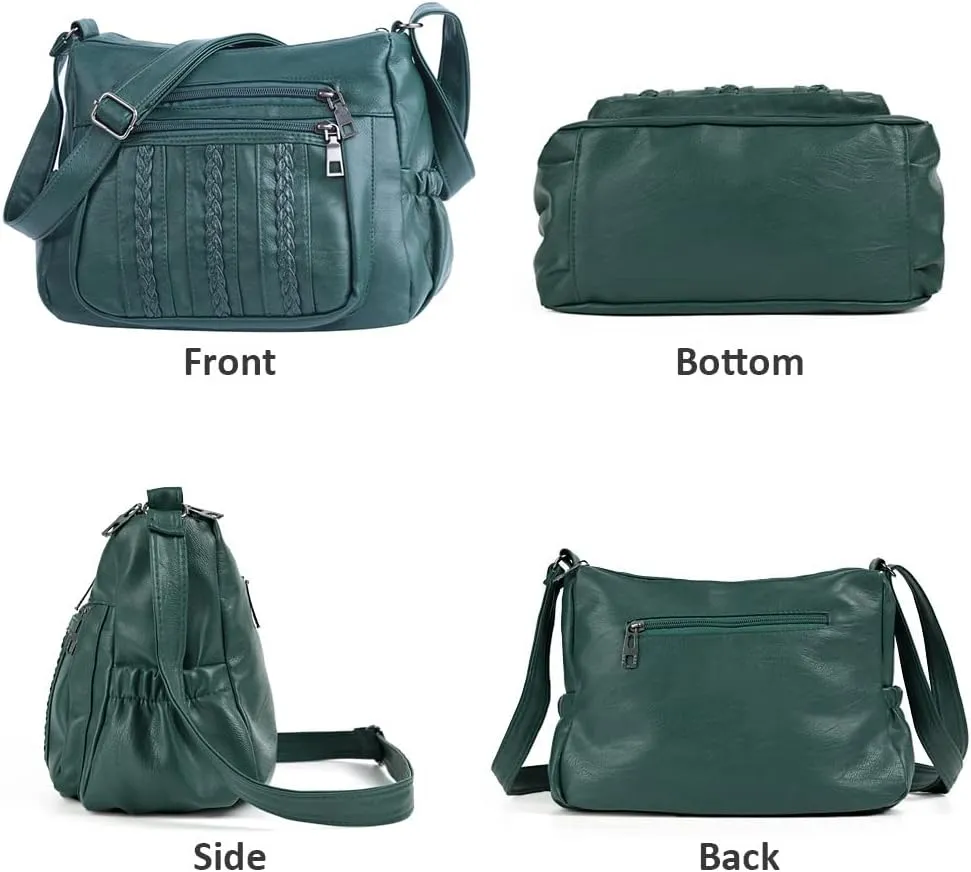 ELDA Purses for Women Pocketbooks Soft PU Leather Ladies Crossbody Purse Multi Pocket Shoulder Bag