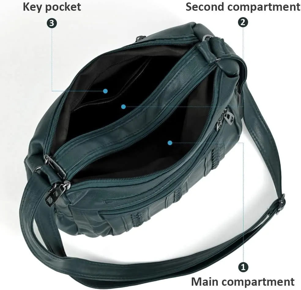 ELDA Purses for Women Pocketbooks Soft PU Leather Ladies Crossbody Purse Multi Pocket Shoulder Bag