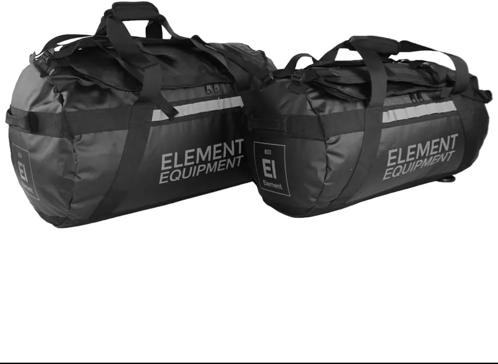 Element Equipment Trailhead Duffel Bag Shoulder Straps Waterproof Black/Grey Small