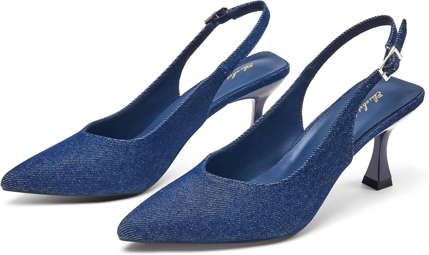 Elisabet Tang Women's Kitten Heel Slingback Low Pumps 3 Inches Stiletto Pointed Closed Toe Elegant Dressy Bridal Wedding Party Shoes