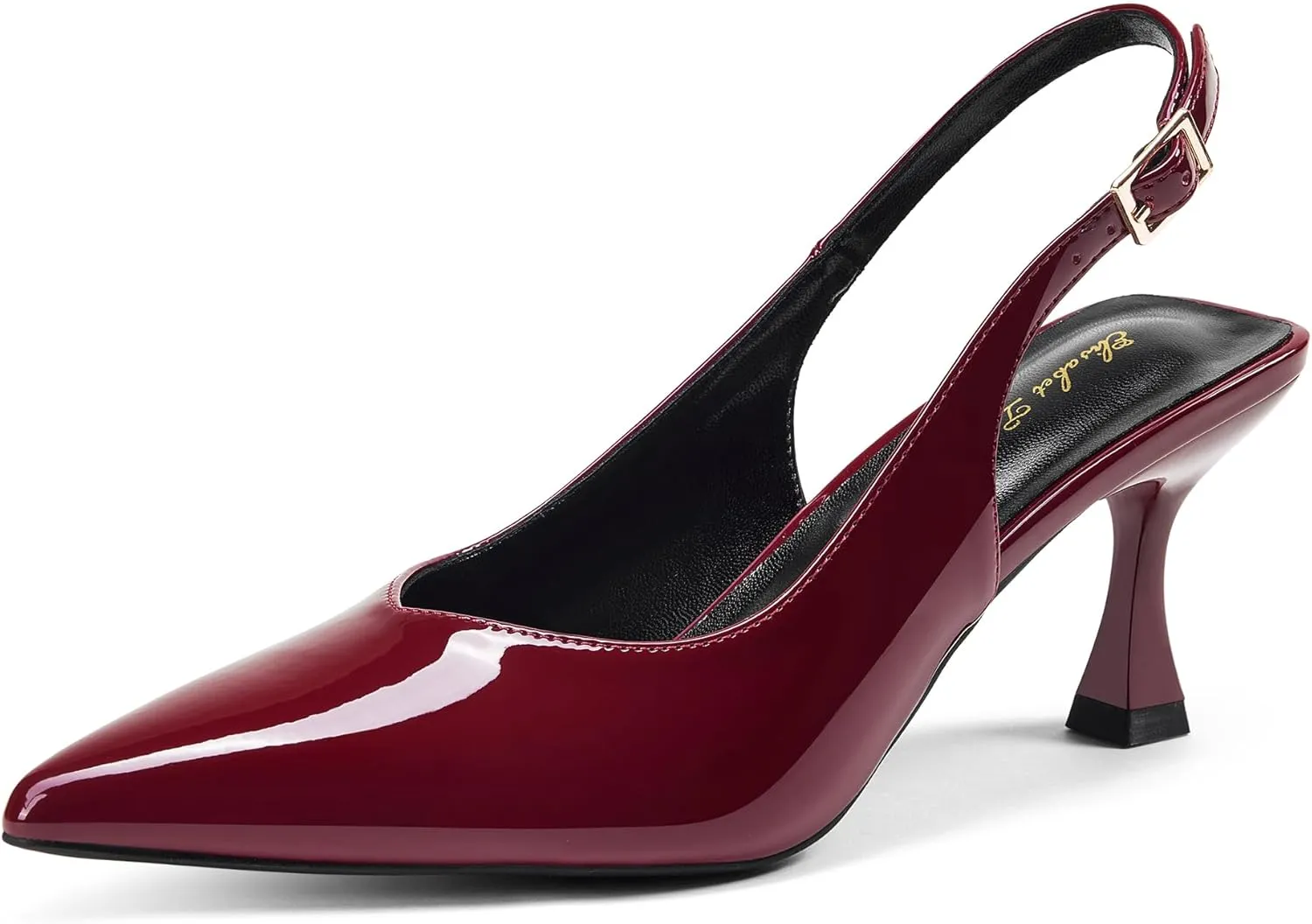 Elisabet Tang Women's Kitten Heel Slingback Low Pumps 3 Inches Stiletto Pointed Closed Toe Elegant Dressy Bridal Wedding Party Shoes